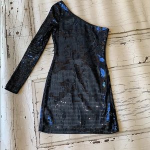 Rachel Zoe Sequin One Sleeve Mini Dress